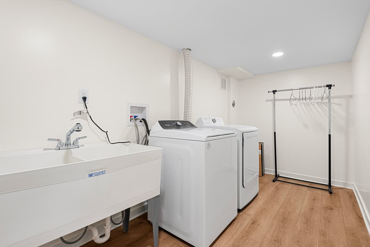 This stylish laundry room makes chores a breeze.