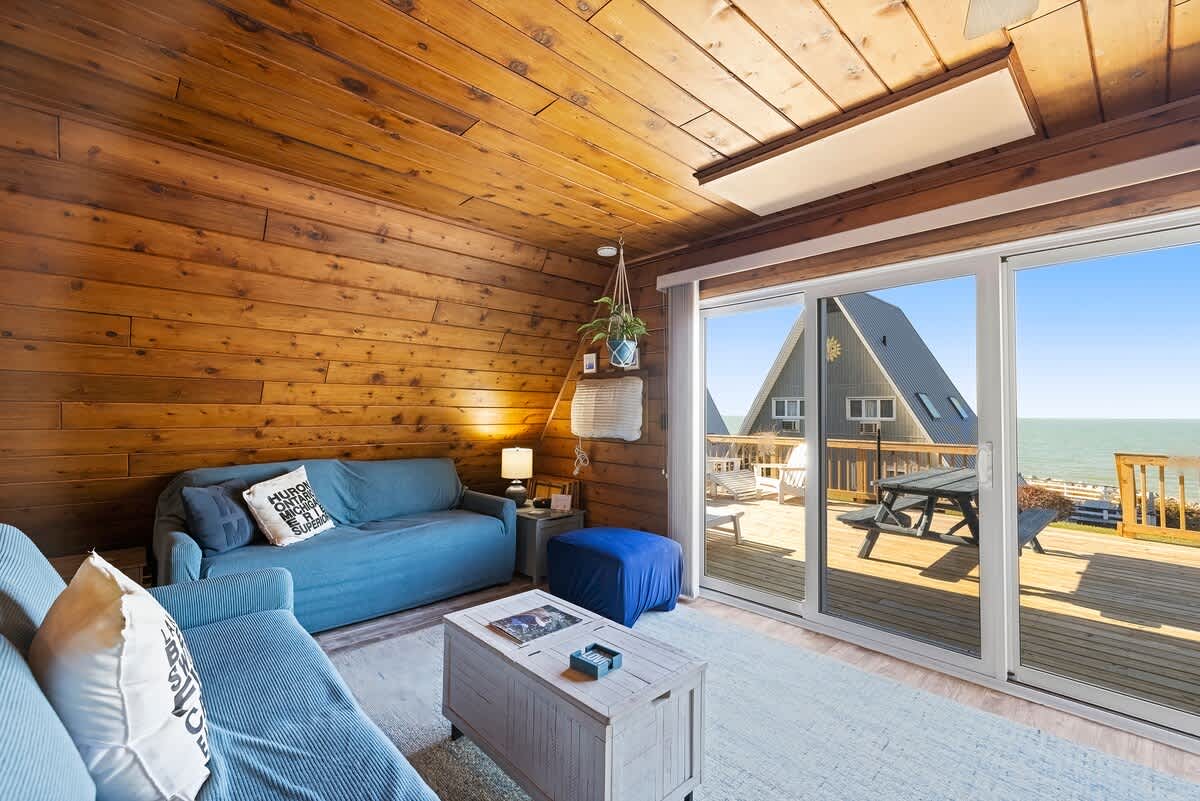 Sliding doors extend the Chalet's living space to the outdoor deck.