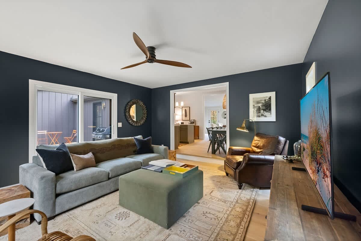 A cozy den for reading, resting, or late-night conversation.