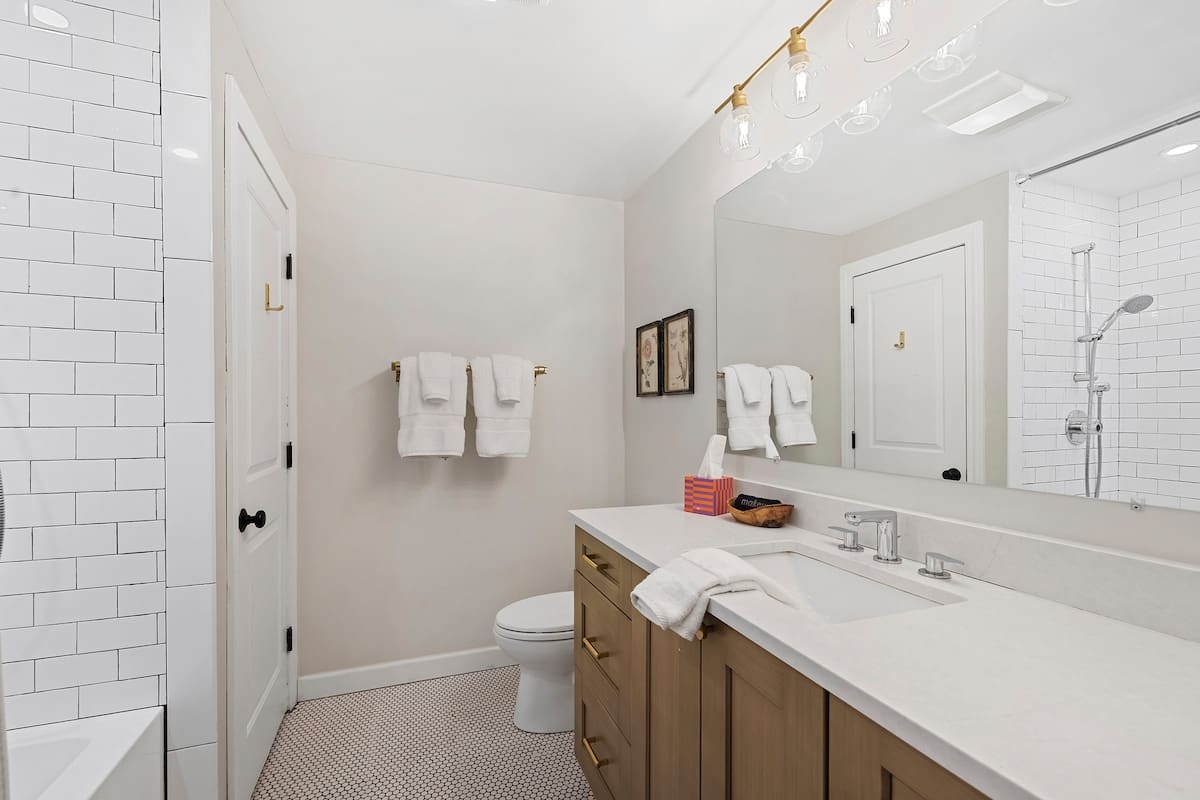 Soft neutrals and clean lines give this bathroom a soothing feel.