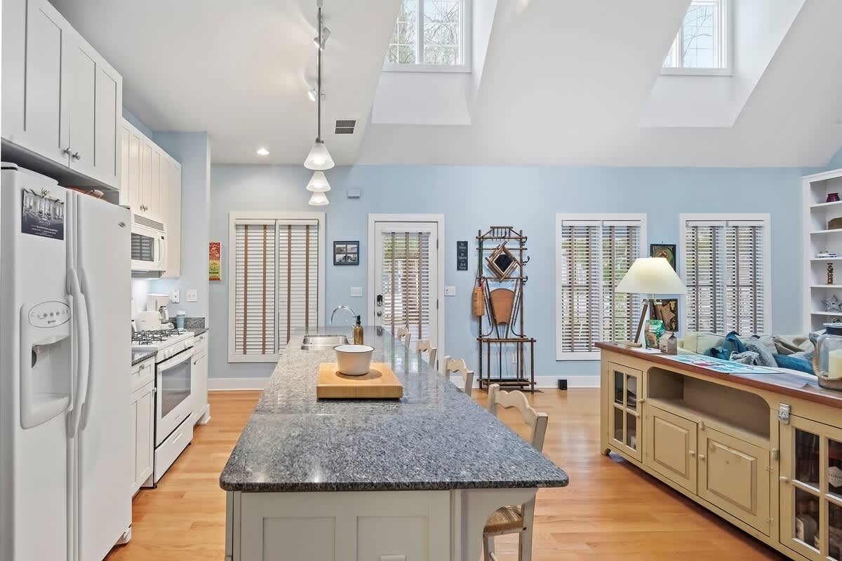 Plenty of counter space for shared meals and laid-back prep.