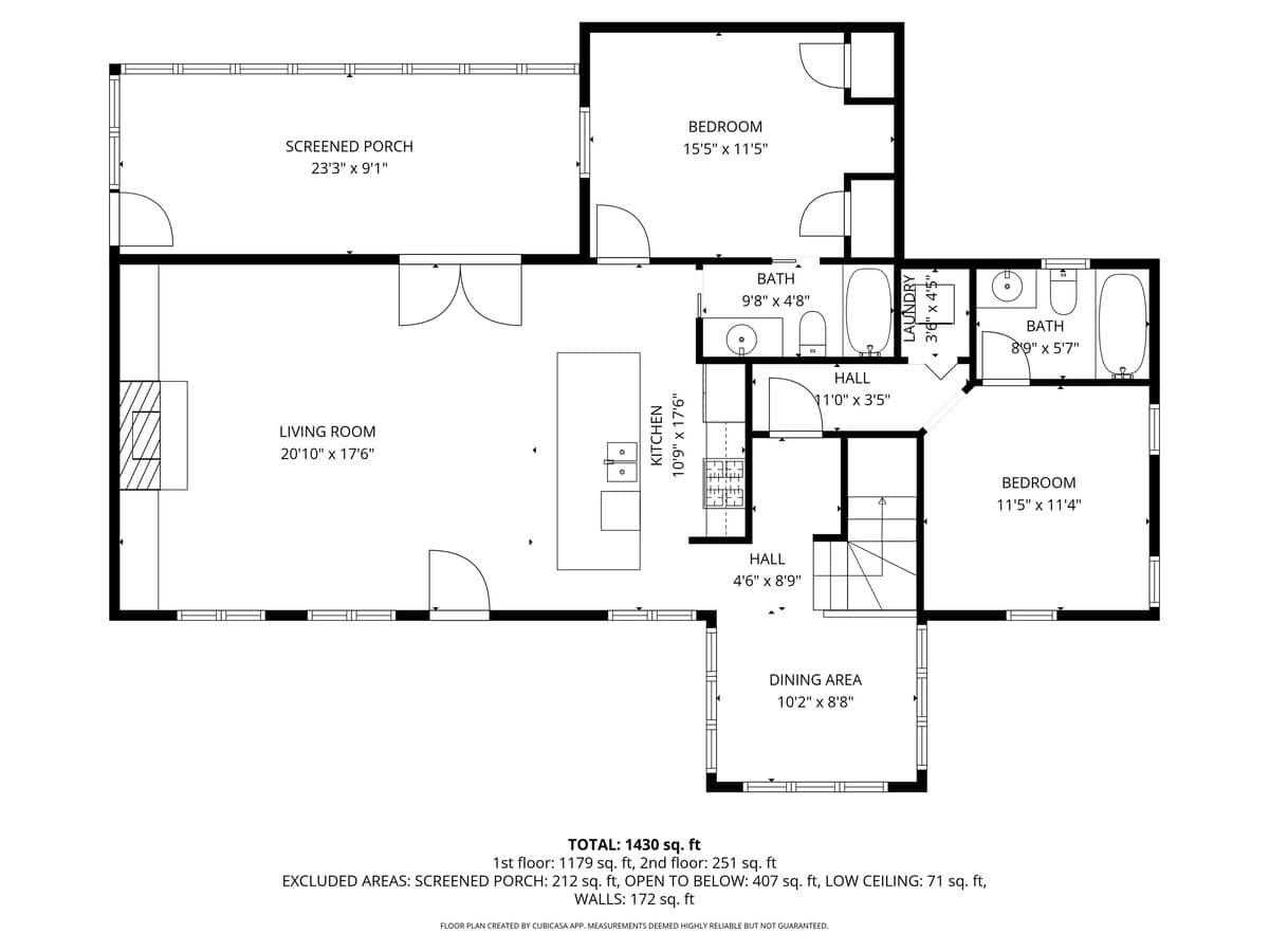 Star Cottage's 1st Level Floor Layout.