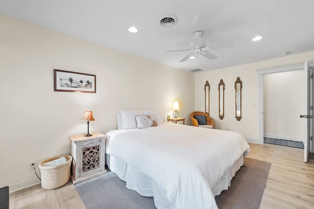Bedroom 2 is on the upper level and has a king-size bed.