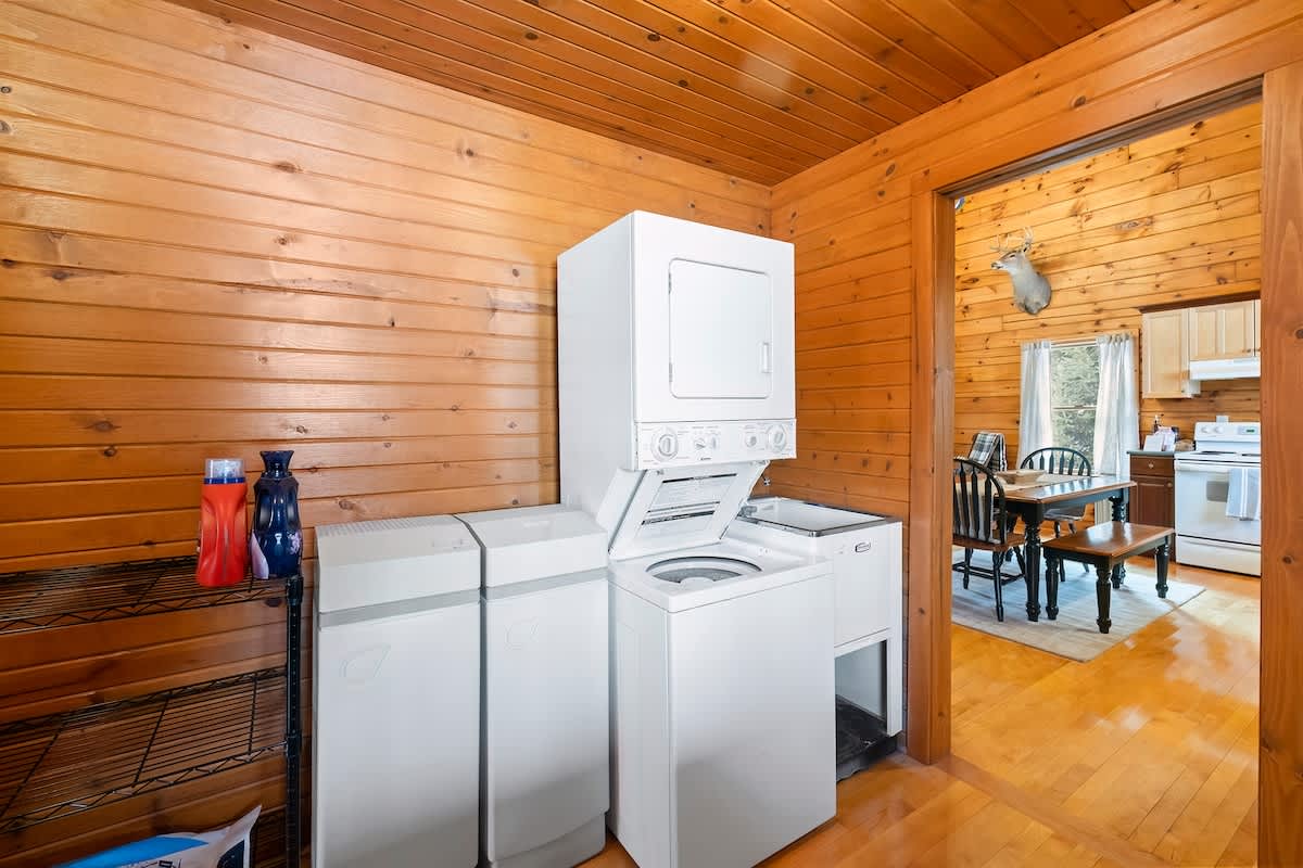 In cabin washer and dryer for added convenience.