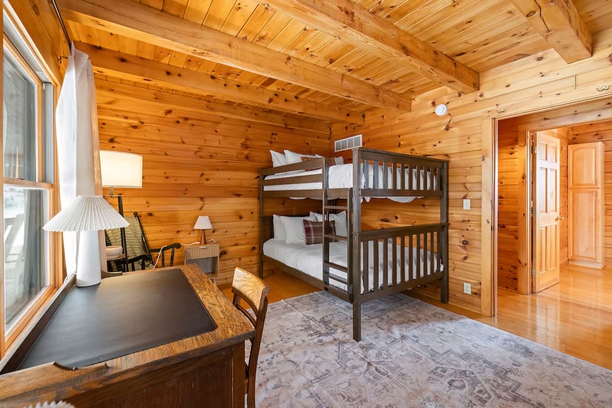 Our warm wood bunk room is perfect for shared nights.