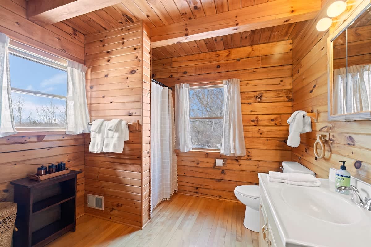 There are 2 full baths in the home, this one is on the main level.