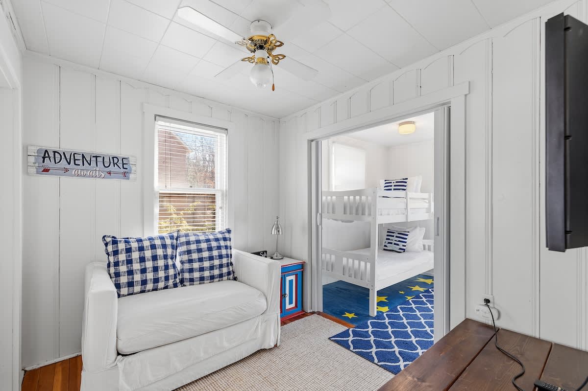 A cheerful nook where little adventurers wind down after beach days.