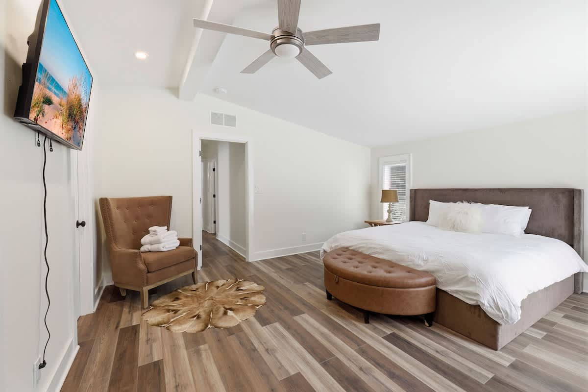 Stretch out and recharge in this spacious, light-filled master suite.
