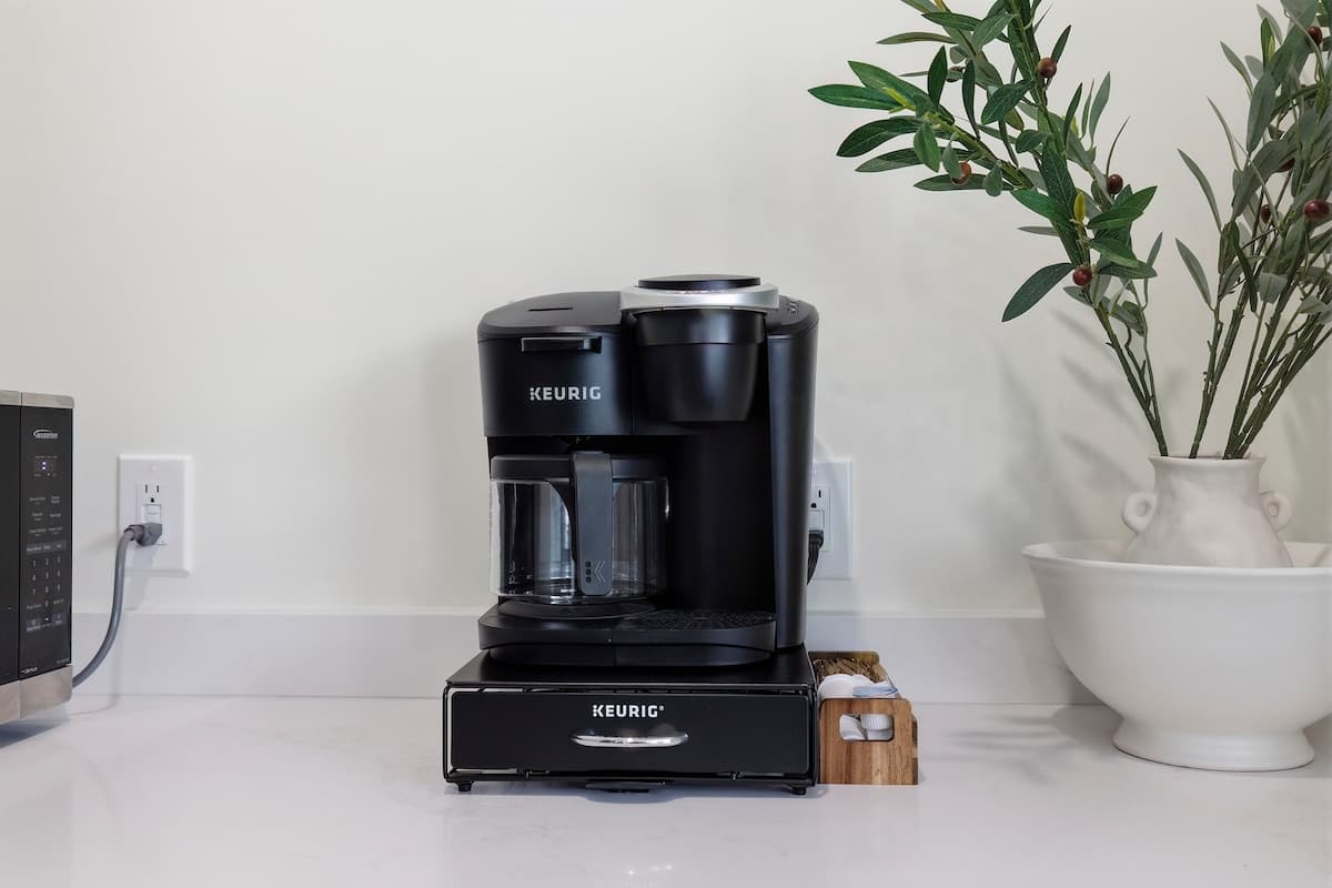 Start your morning right with a fresh brew from the Keurig station.