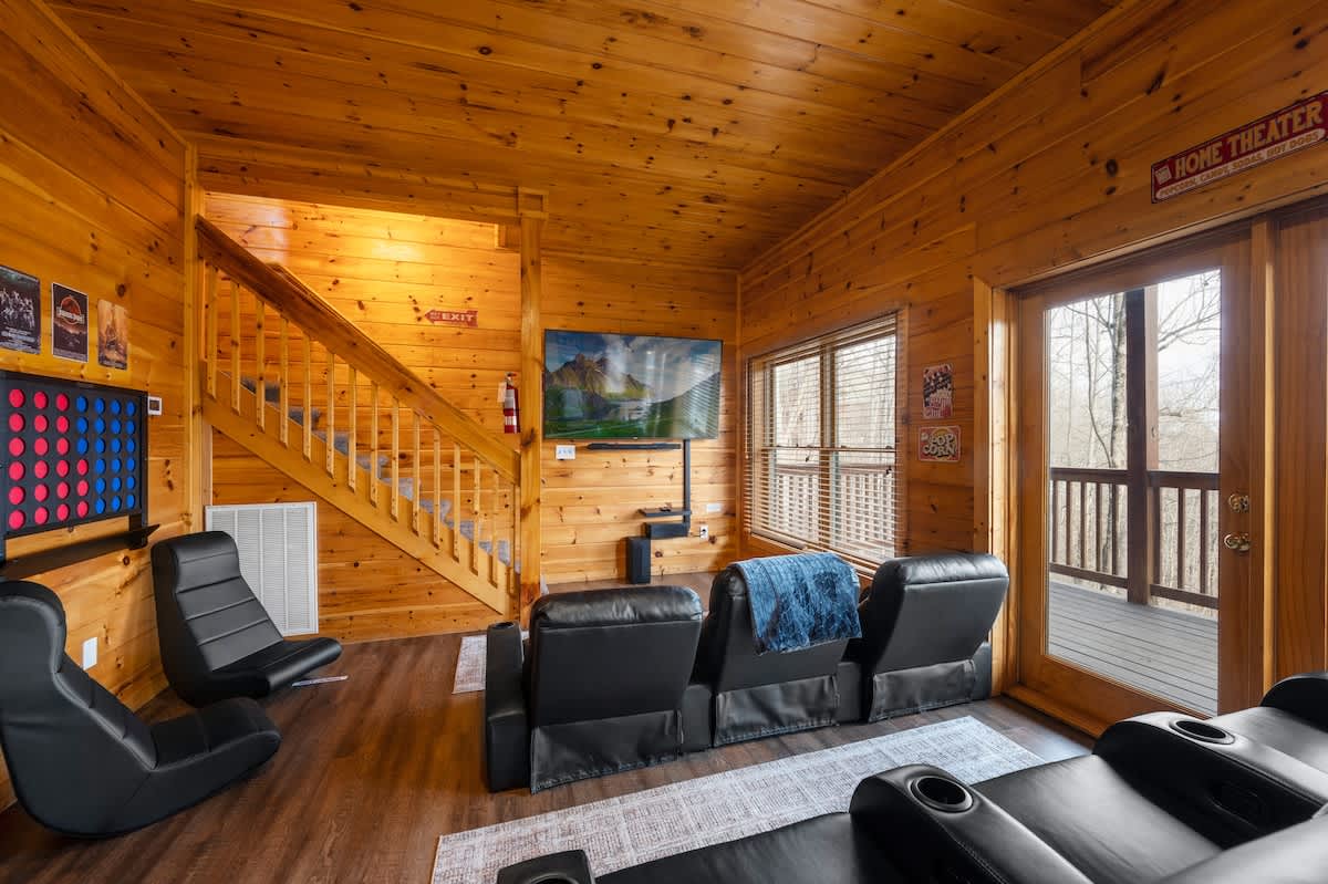 Theater room with GIANT 75" Roku (Smart) TV!  You can stream whatever you'd like!