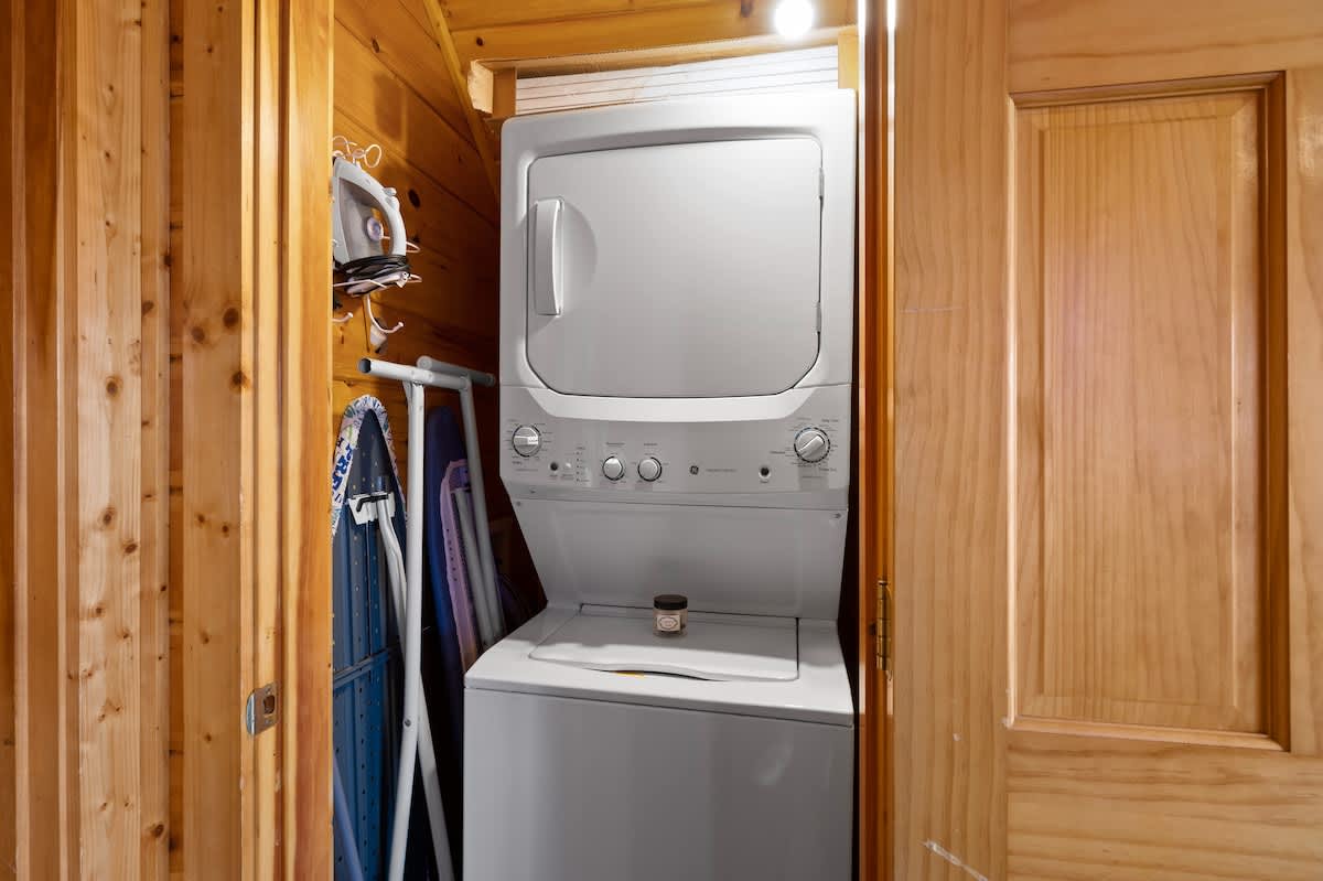 Full-size washer and dryer available for guests to use, including an iron and ironing board