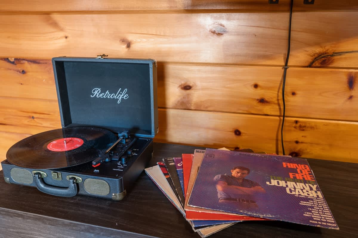 Record player and retro records available for your use!