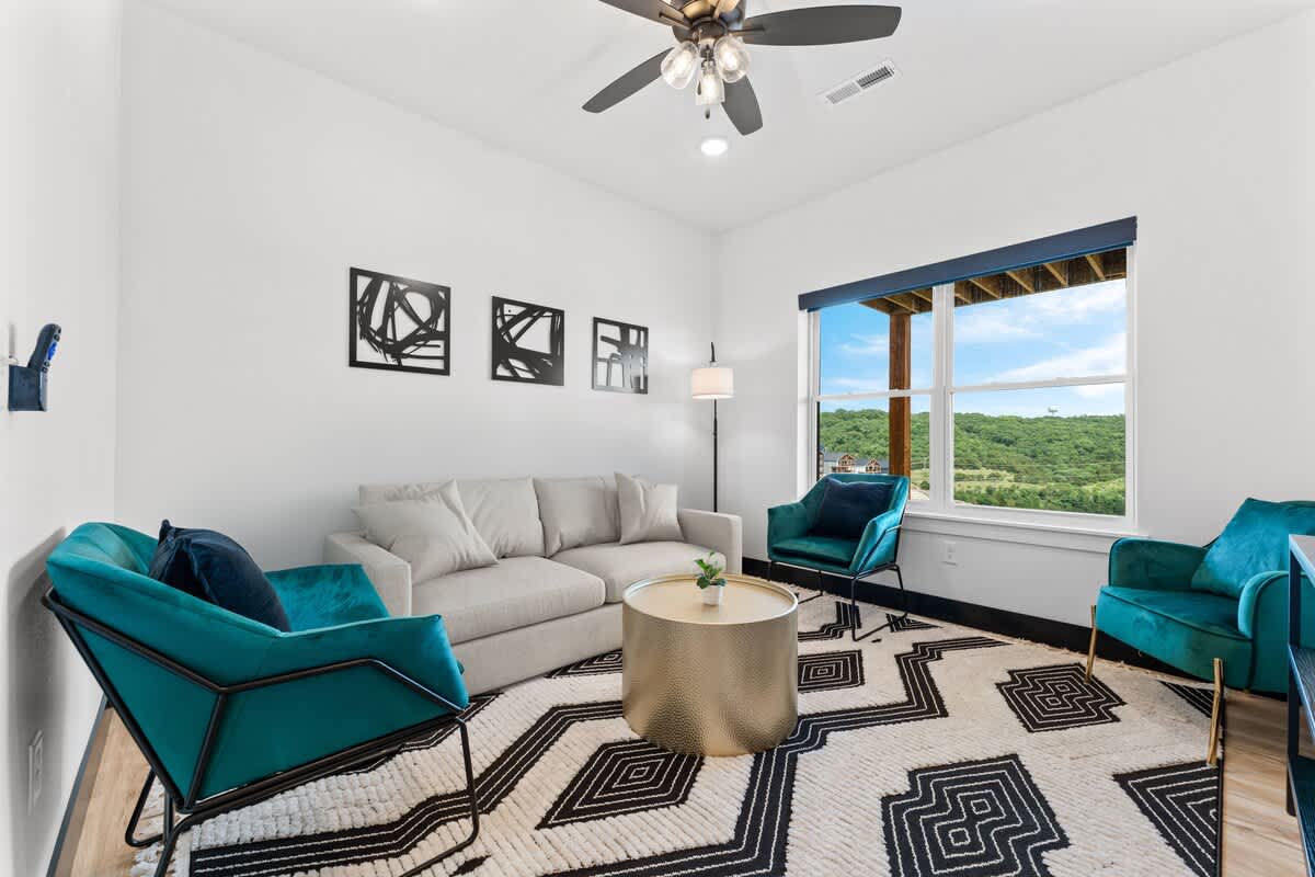 Queen sleeper sofa in the lower living room area! 