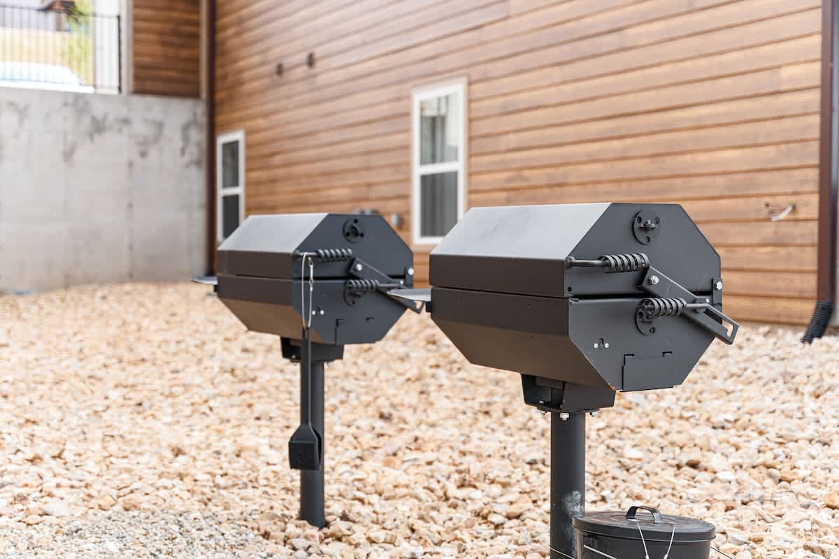 Dual charcoal grills are available for your use to cook for large groups!