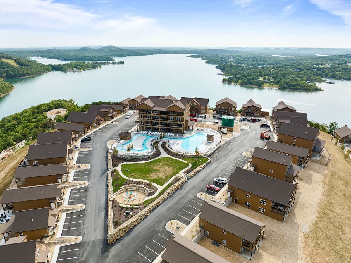Daytime view of the common area amenity core (walkable).  Note the LAZY RIVER!