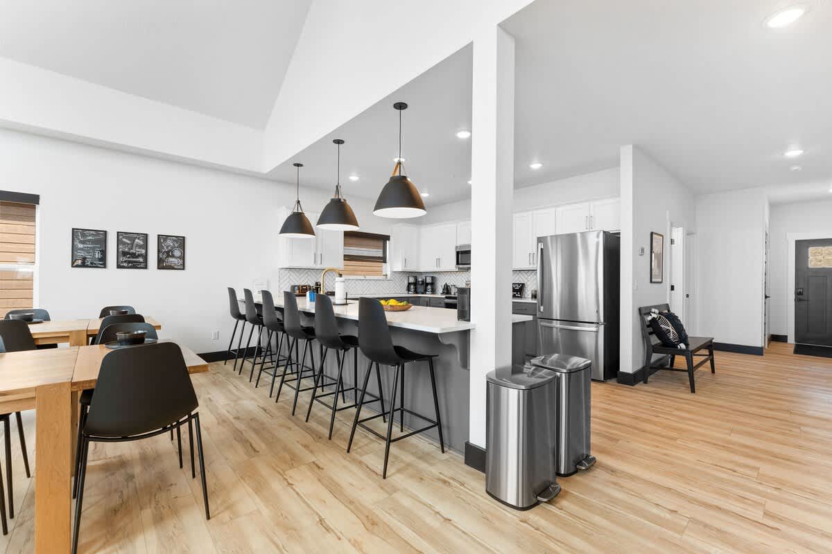 Beautifully crafted kitchen for your use.  Please note that there is also a full kitchen downstairs with an additional dishwasher and refrigerator for your use!