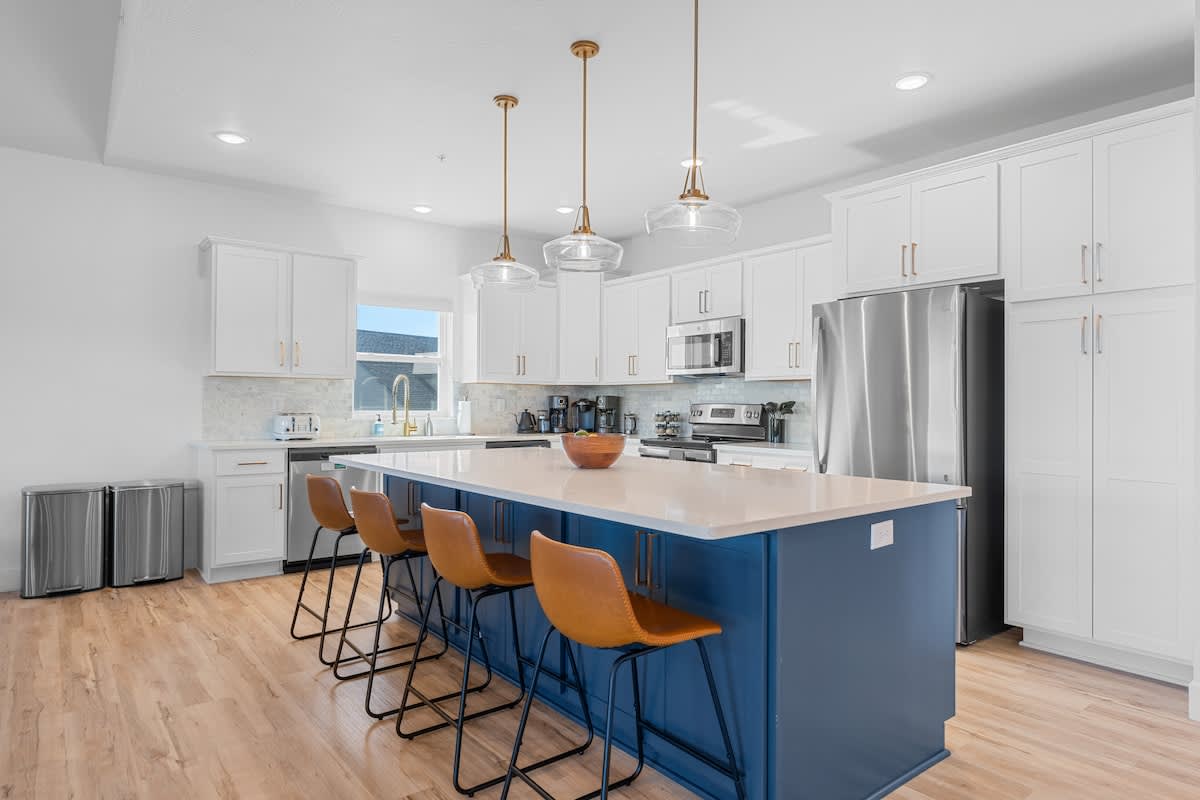 Kitchen with Leather Bar Seating