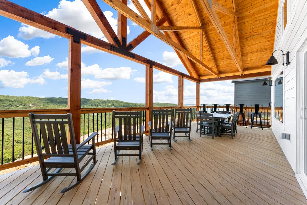 Upper Deck with mountain and lake views