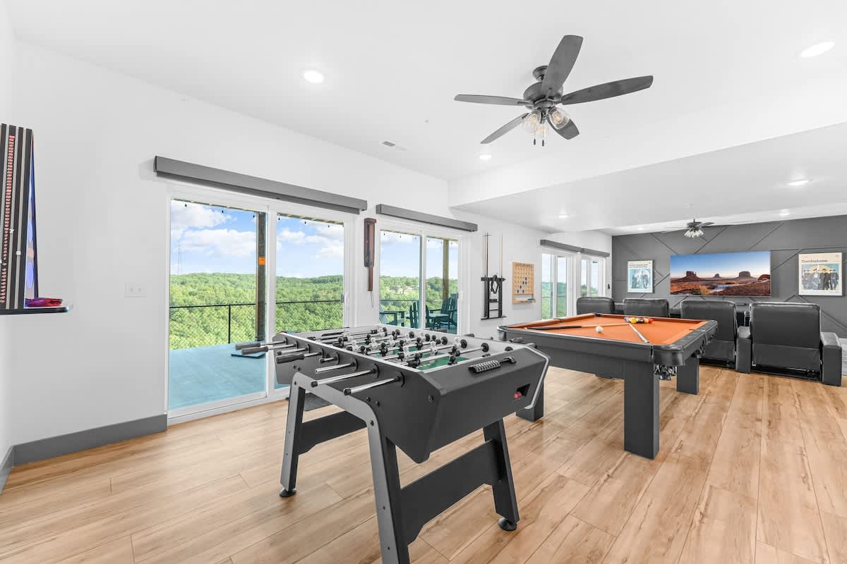 Game Room with a view and a Hot Tub just outside the sliding glass doors 