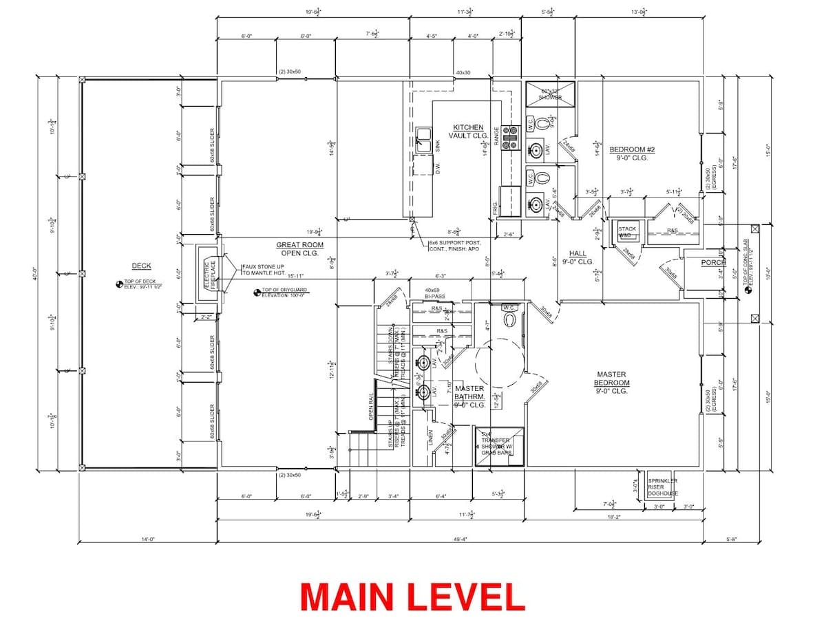 Main Level - Wheelchair Accessible (ramp on the front of the house) with the Primary & Jr Primary Bedrooms, and the large family room and kitchen