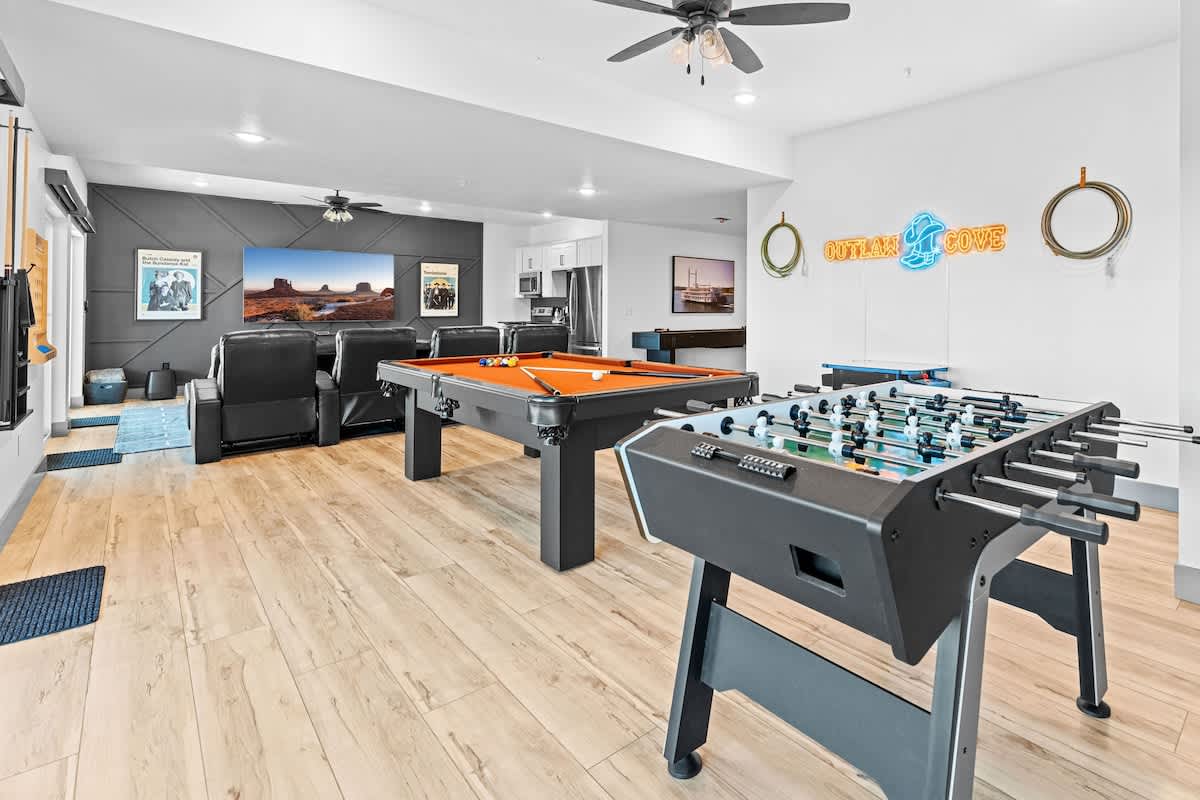 Game Room + Theater Room with reclining Theater Seating 