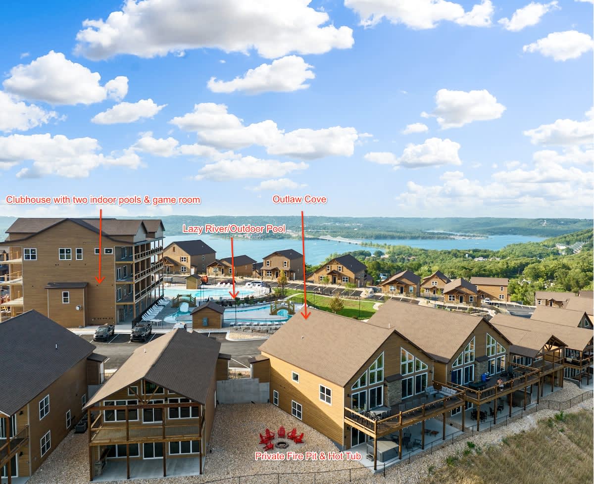 Outlaw Cove with the Private Firepit, and the common amenities right outside your front doorstep