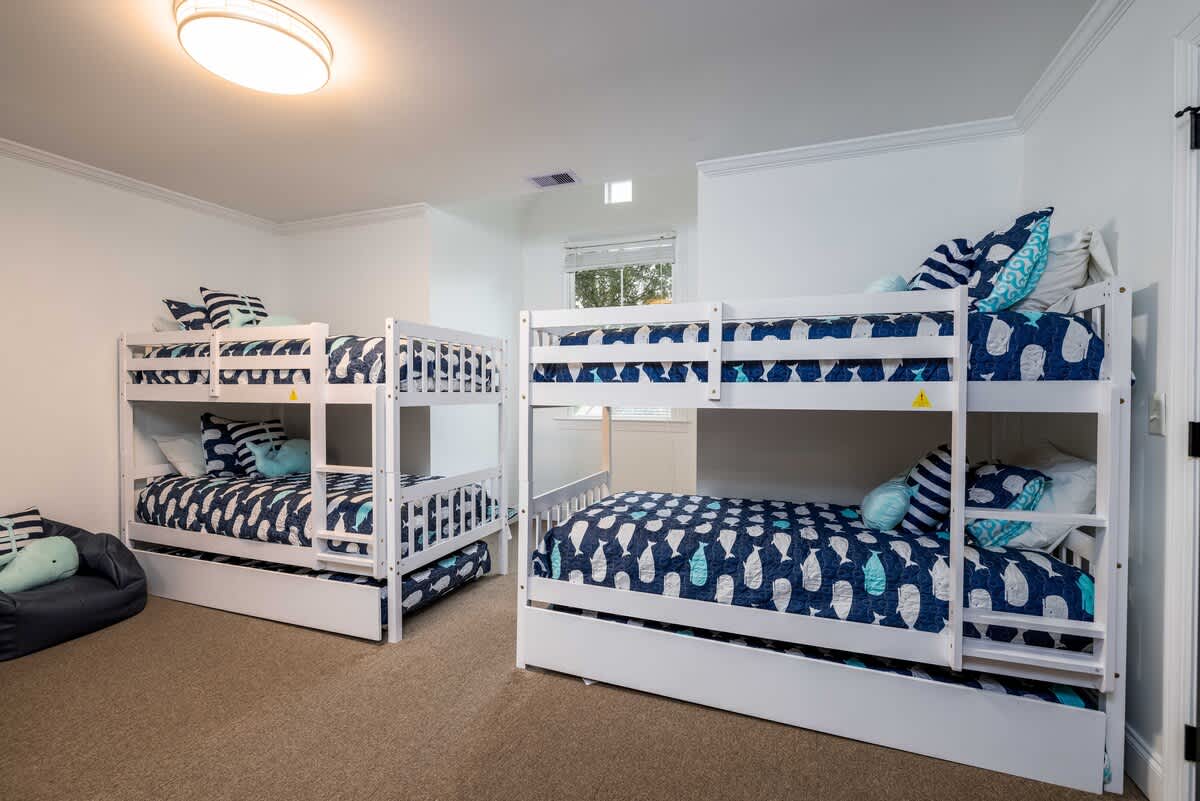 Upstairs Bedroom with 2 Sets of Bunkbeds with Trundles