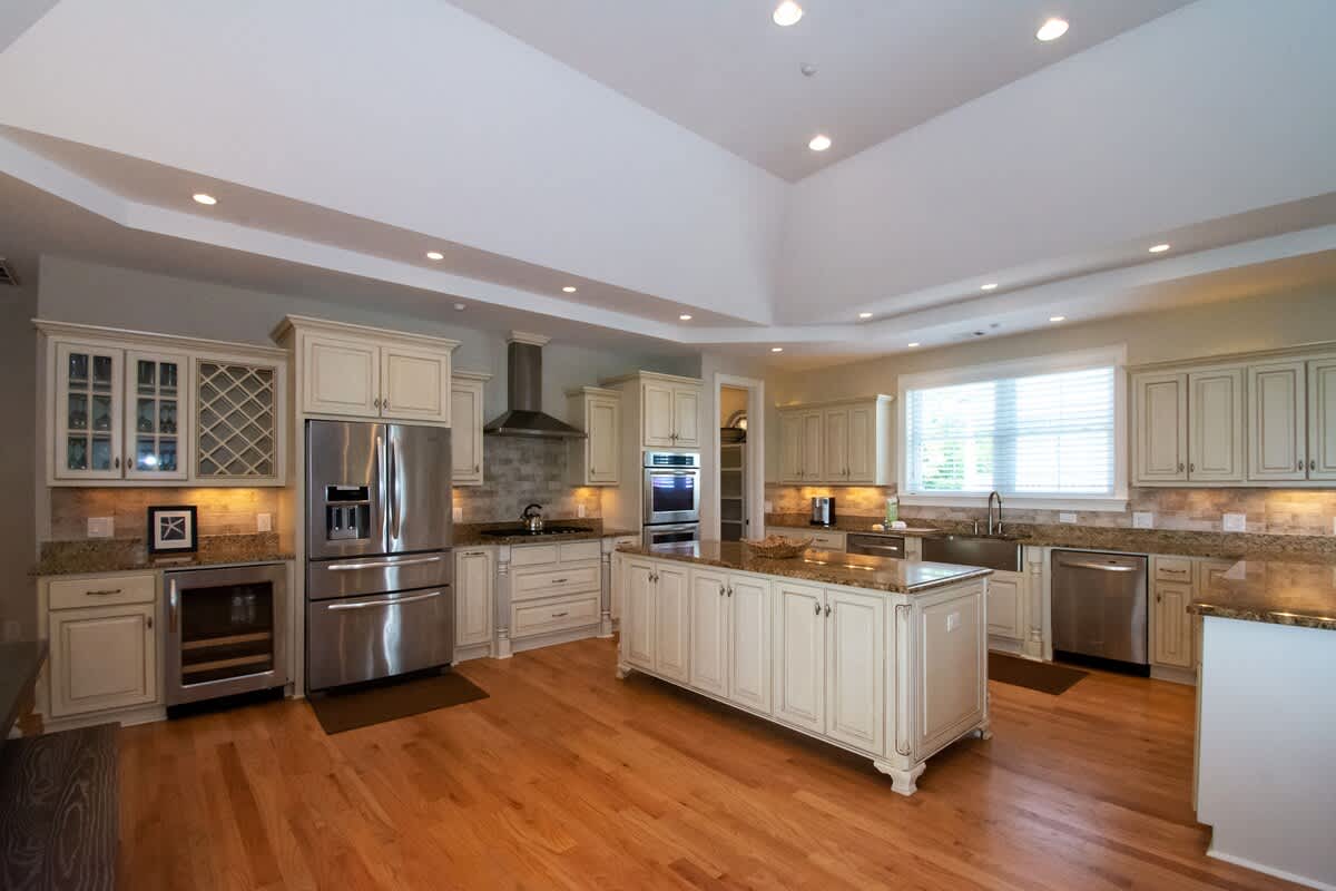 Massive open concept kitchen, dining and living room area