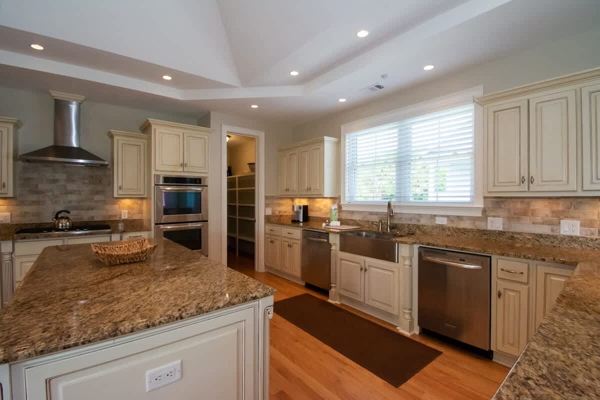 Massive open concept kitchen, dining and living room area