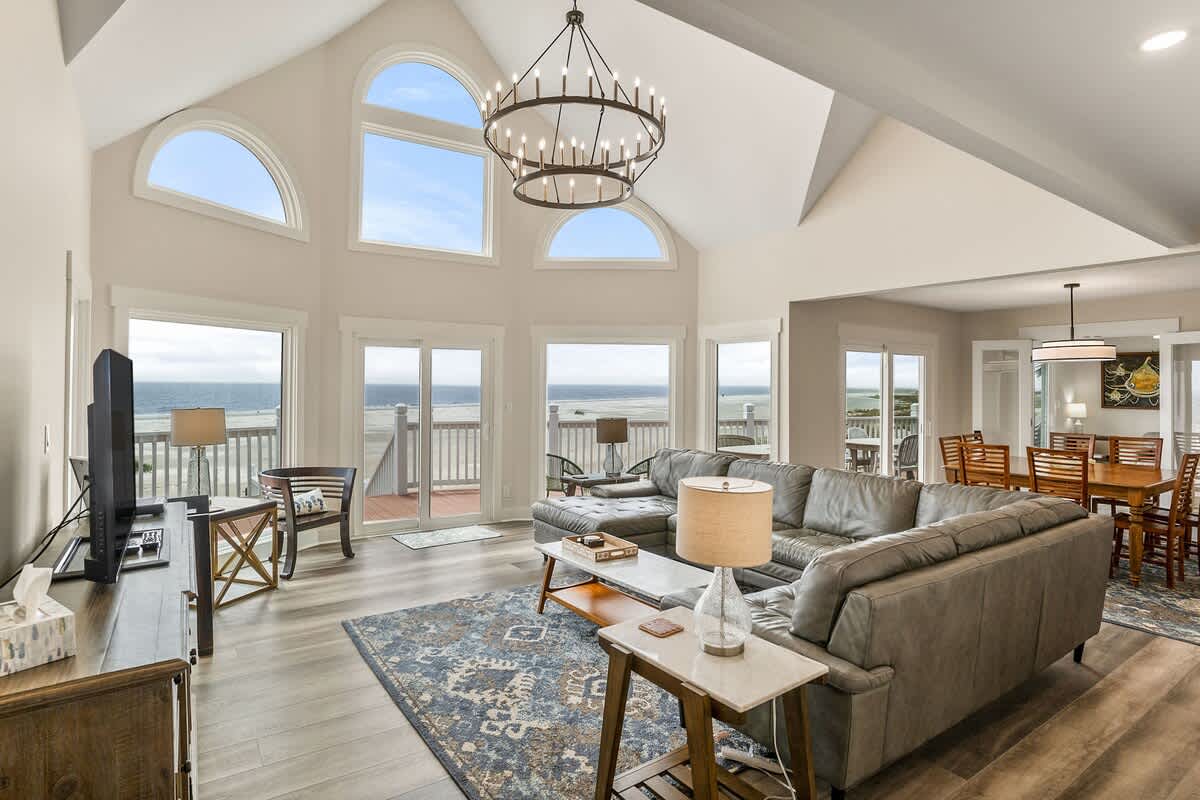 Living Area Opens Onto an Expansive Oceanfront Deck