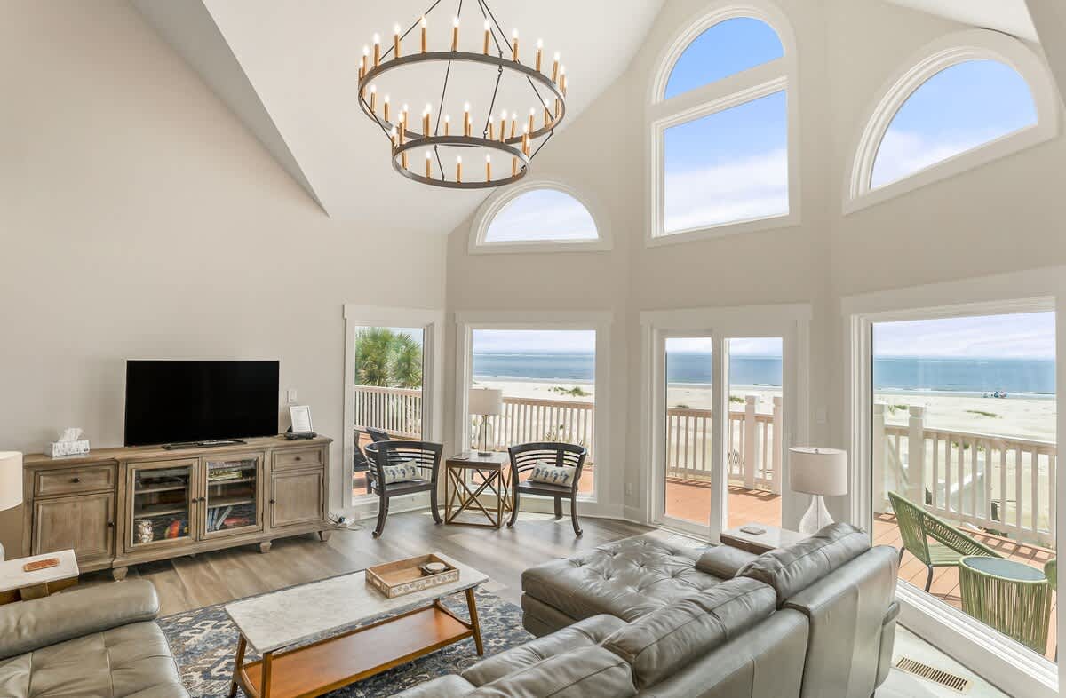 Living Area Opens Onto an Expansive Oceanfront Deck