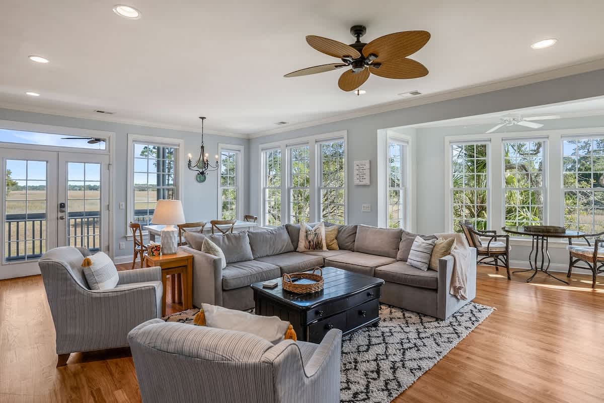 Living Room Includes a TV with Cable and Streaming Services.