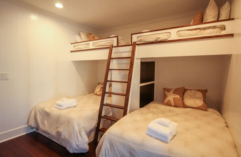 Guest Bedroom with 2 Twin over Double Bunk Beds