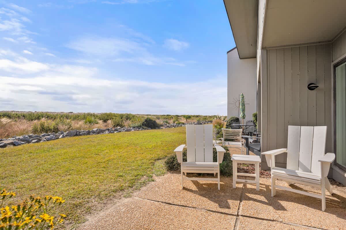 1st of 2 First Floor Patios. Beach View. 