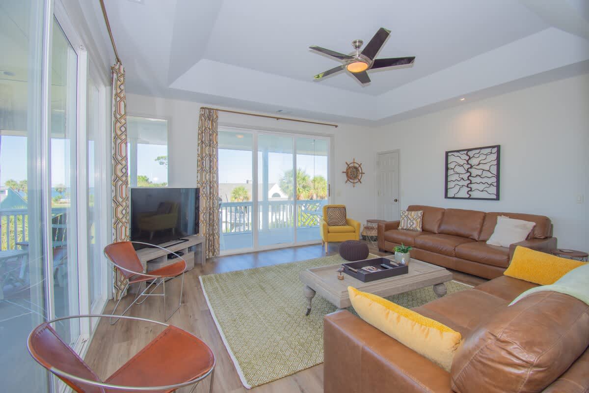 Comfortable second floor living room with gorgeous views
