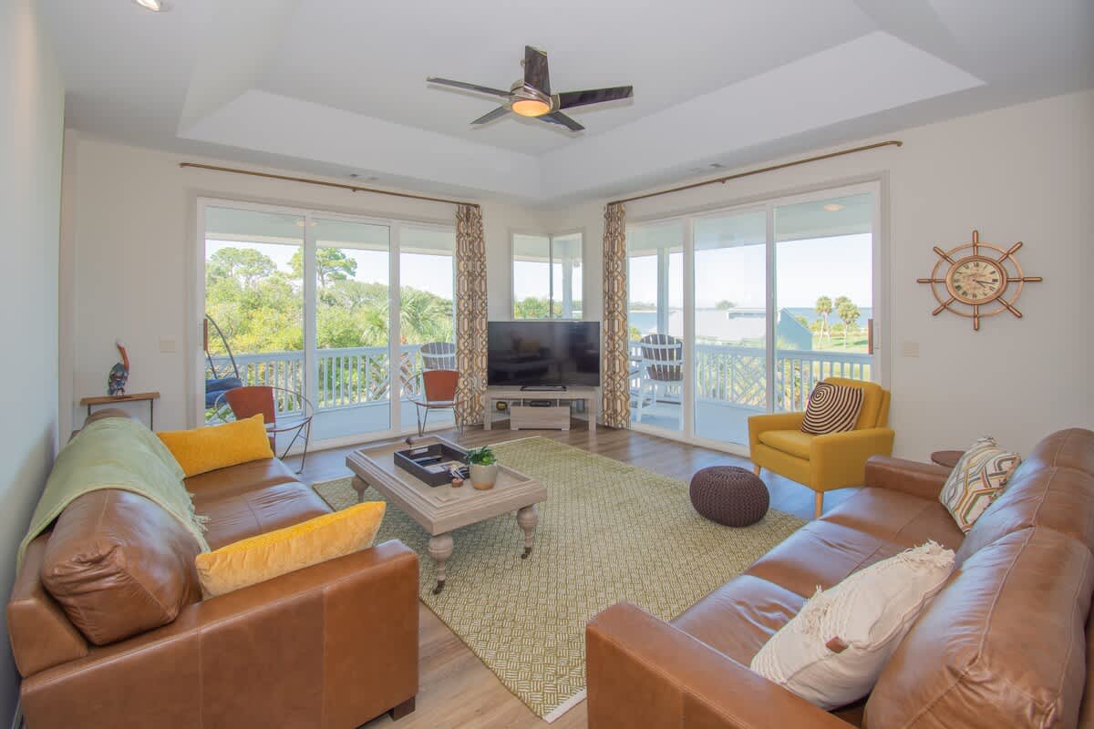 Comfortable second floor living room with gorgeous views