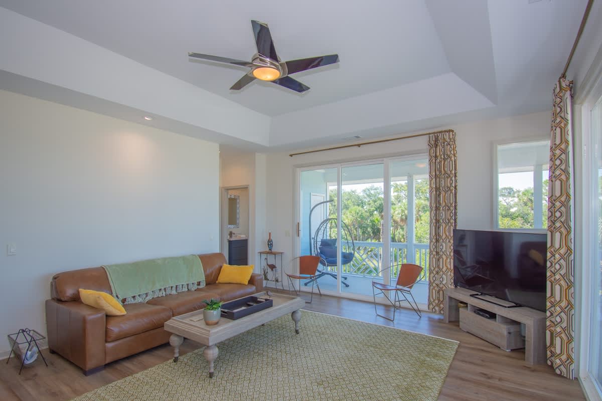 Comfortable second floor living room with gorgeous views