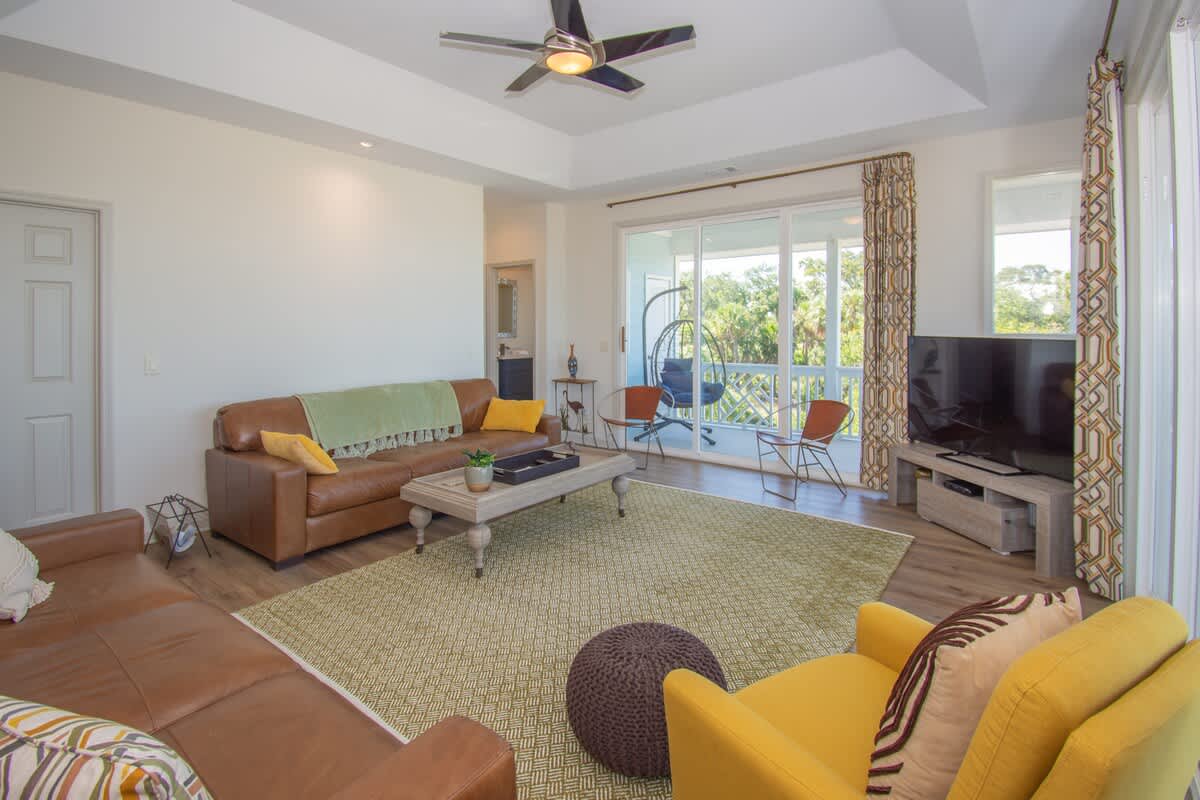 Comfortable second floor living room with gorgeous views
