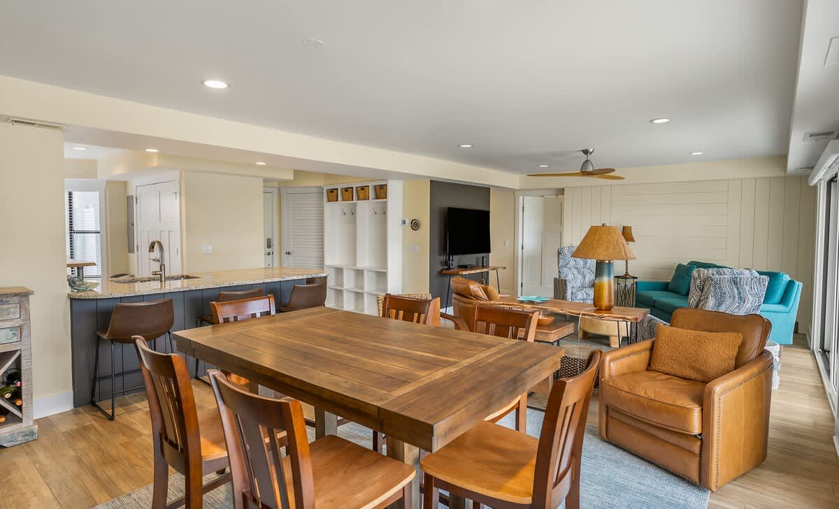 Open concept living and dining area