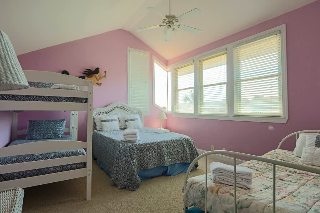 2nd Level Loft Bedroom with 2 Queens, 1 Twin over Twin Bunkbed and Full En Suite Bathroom