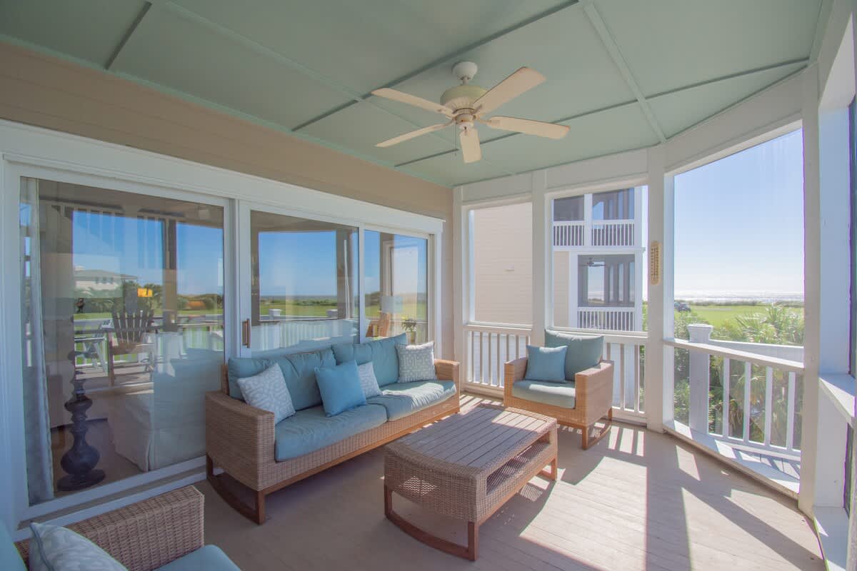 Stunning golf course and ocean views from the back porch