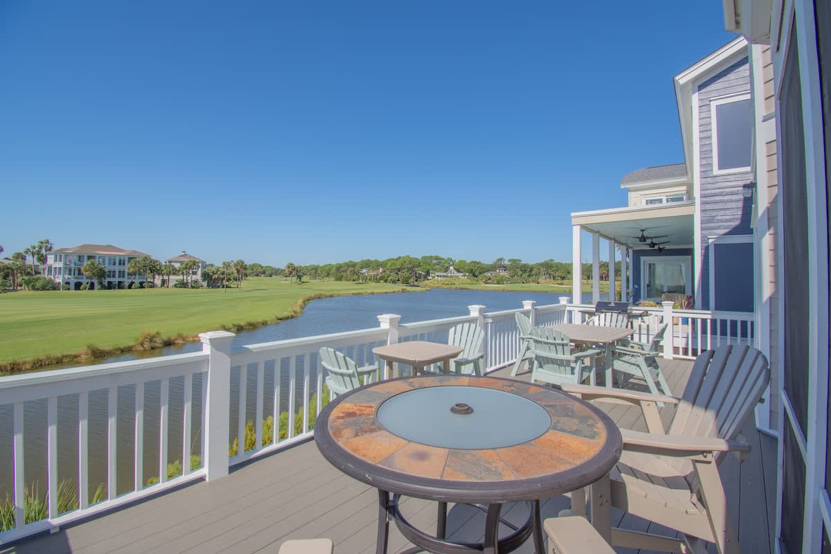 Stunning golf course and ocean views from the back porch