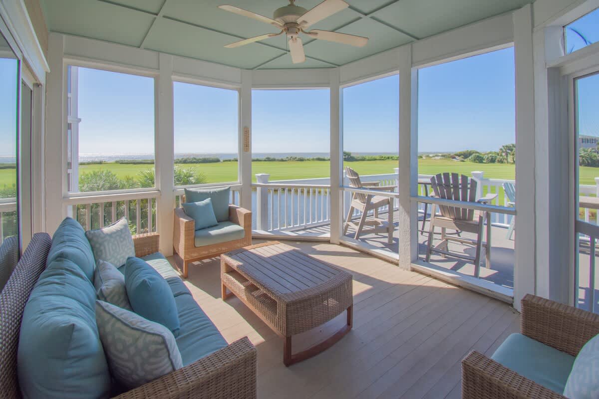 Stunning golf course and ocean views from the back porch