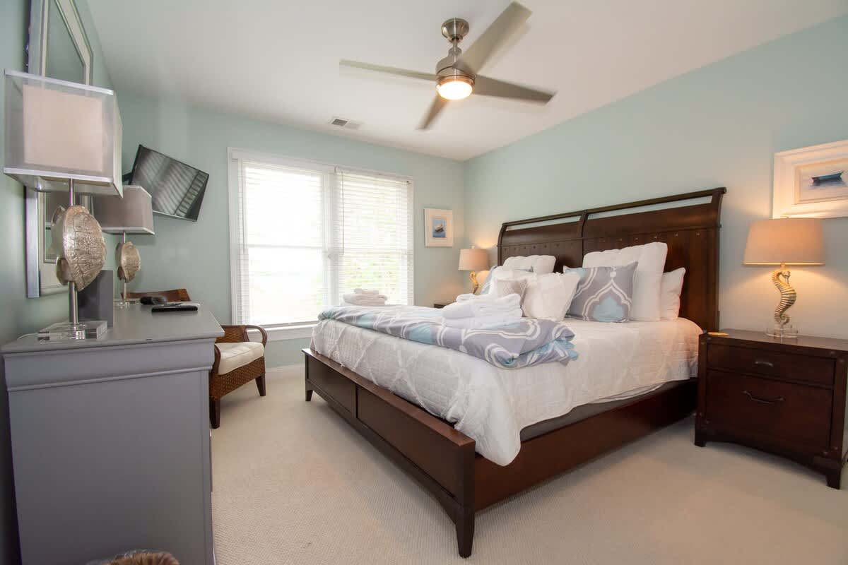 2nd Level Primary Bedroom with King Bed and Full En Suite Bathroom