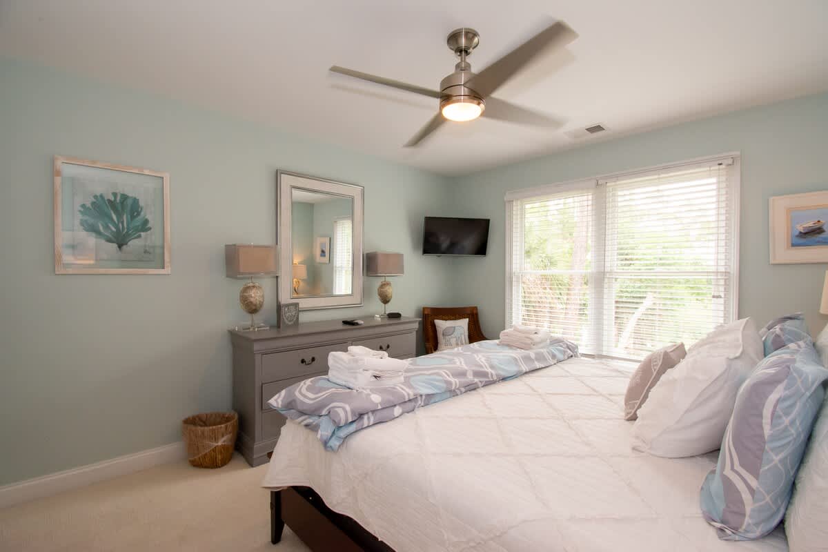 2nd Level Primary Bedroom with King Bed and Full En Suite Bathroom