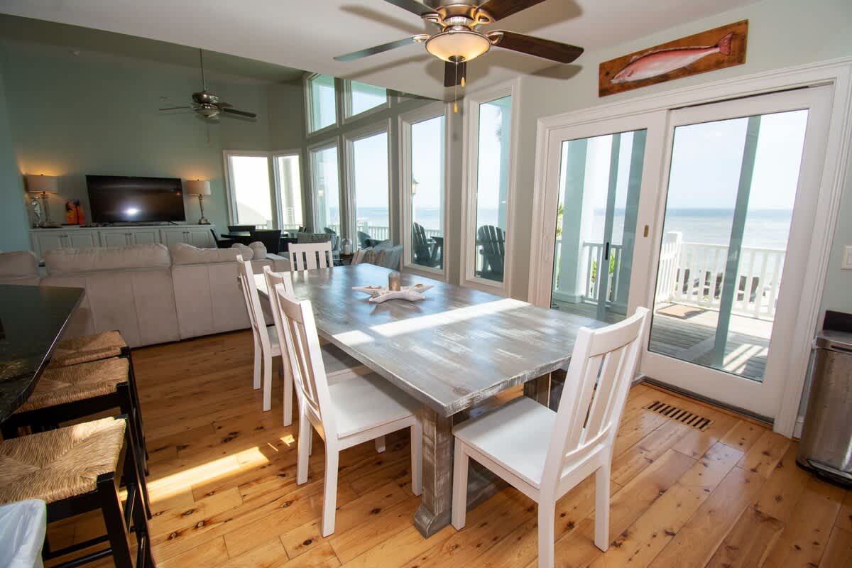 Open concept kitchen, living room and dining room