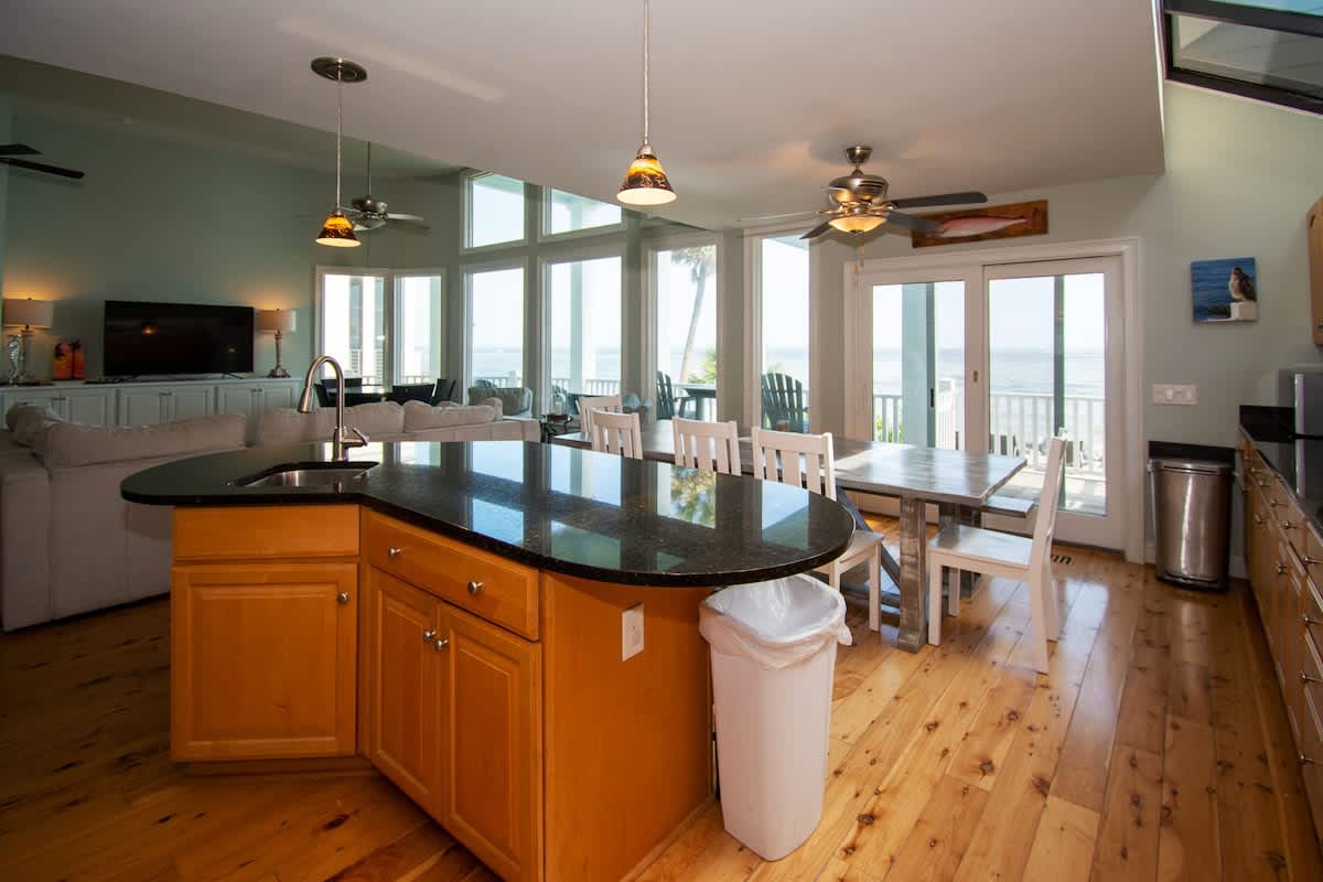 Open concept kitchen, living room and dining room