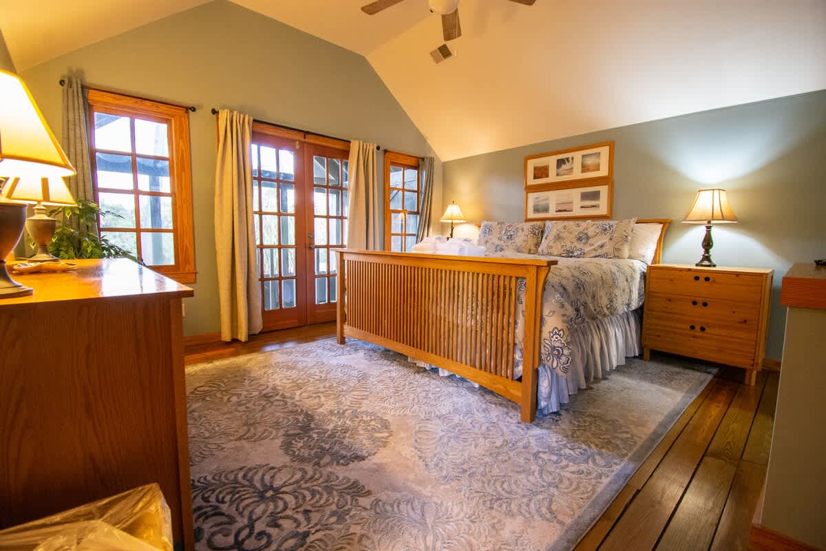 2nd Level Primary Bedroom with King Bed and Full En Suite Bathroom