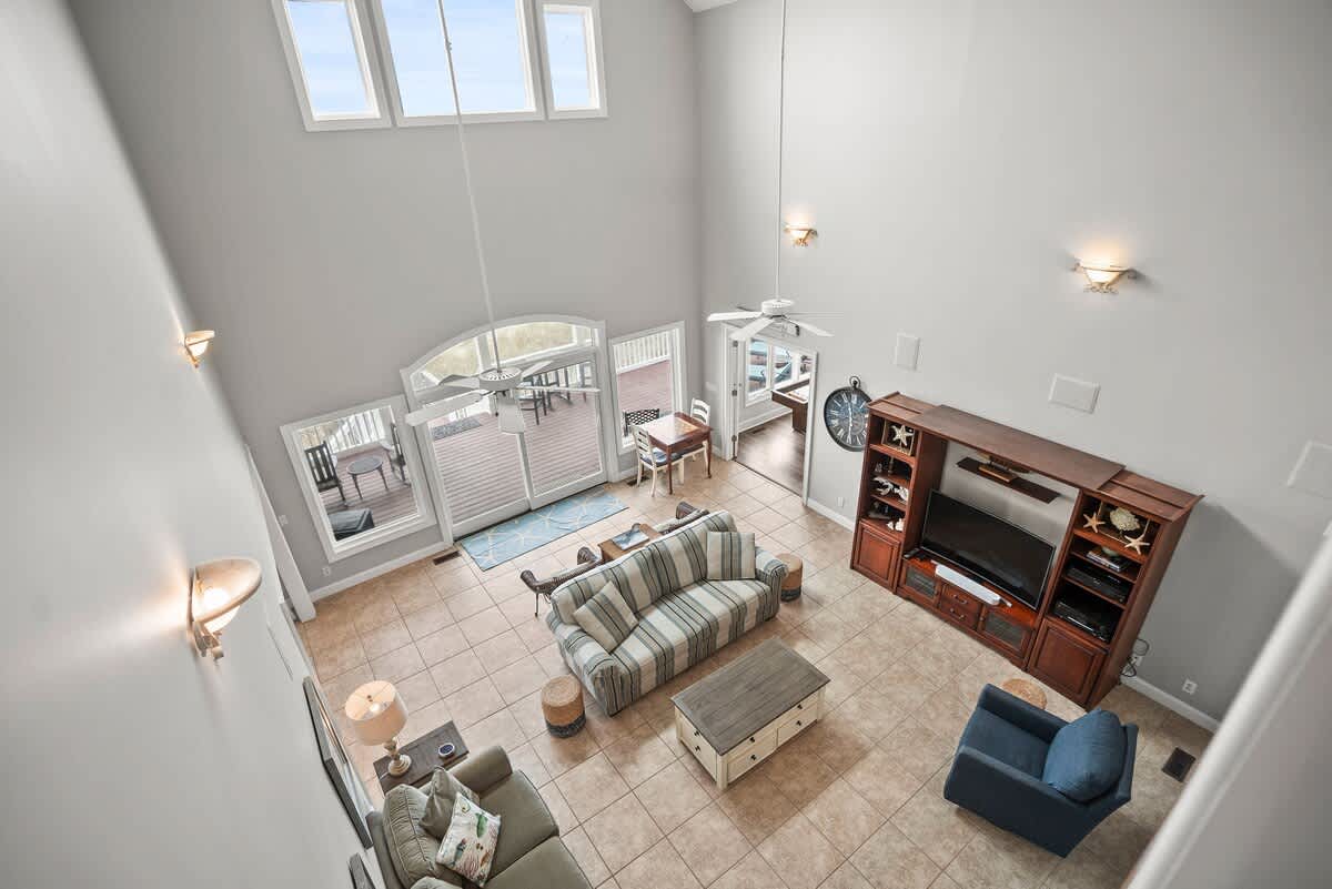 View from 2nd Level Seating Area with Access to Front Balcony