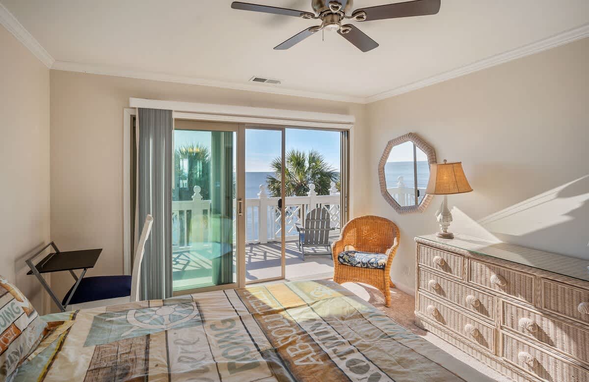 2nd Level Guest Bedroom with Queen Bed, Full En Suite Bathroom and Ocean View Balcony